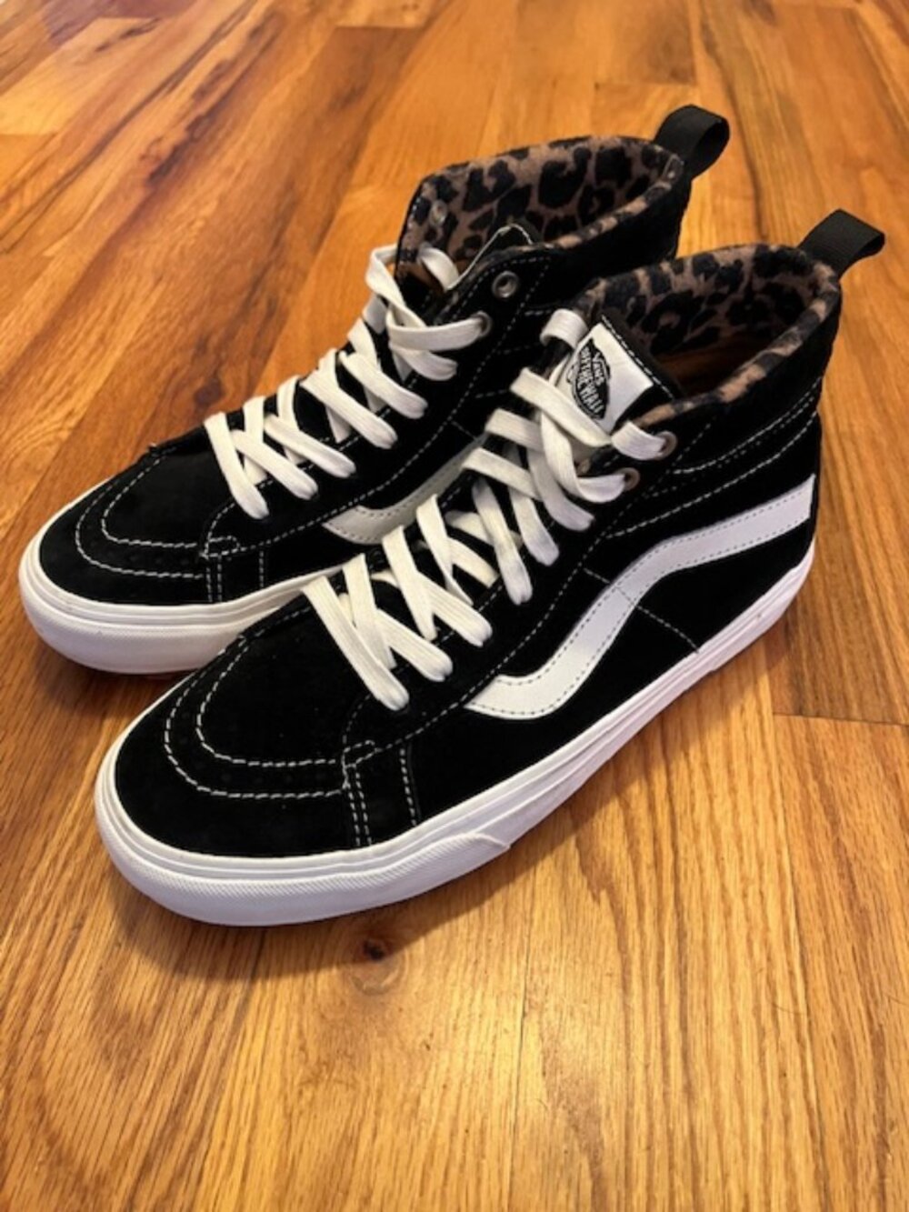 VANS | Black Suede Leopard Print High-Tops - EUC